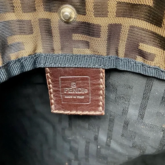 Vintage Fendi Zucca Brown Canvas Tote Hand Bag 14in x 13in x 4in - Picture 11 of 13